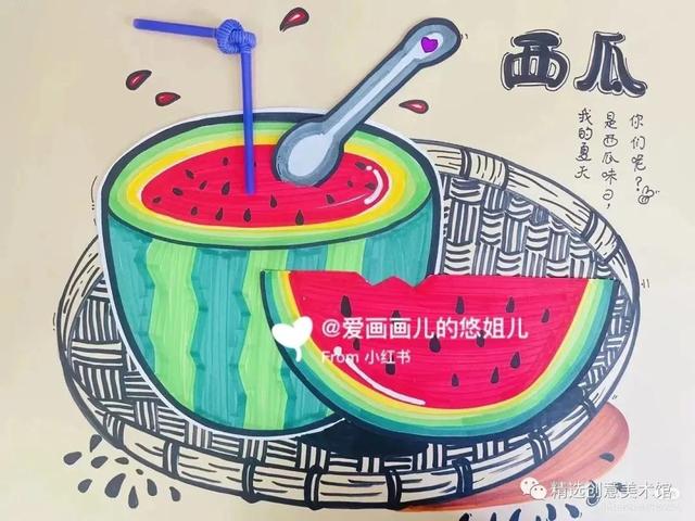 27张少儿美术绝美范画，超全线描、马克笔剪贴装饰画，快收藏！