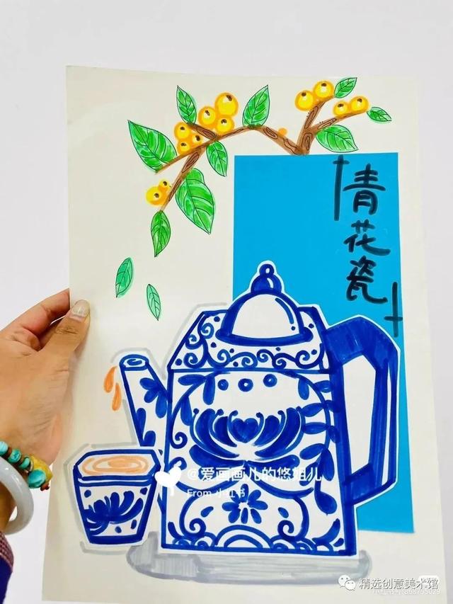 27张少儿美术绝美范画，超全线描、马克笔剪贴装饰画，快收藏！