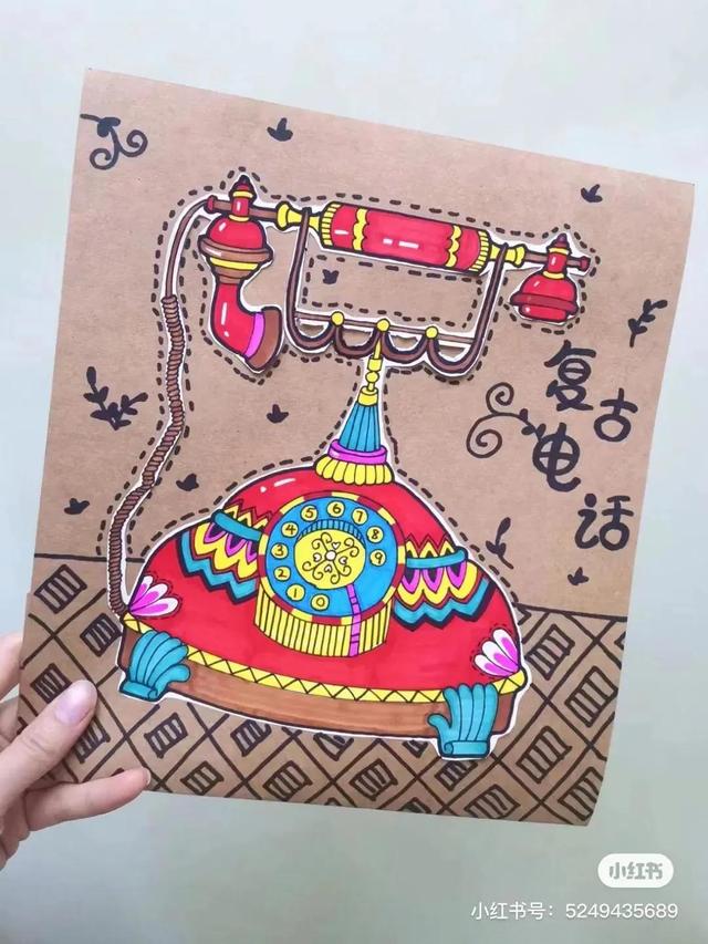 彩色笔装饰画，素雅又大方，一笔一画太到位了，这波绘画课例收藏