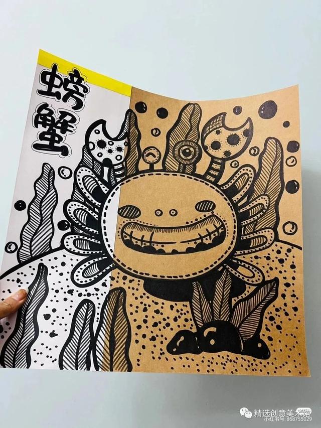 精选43张少儿美术绝美范画，超全线描、马克笔剪贴装饰画，快收藏